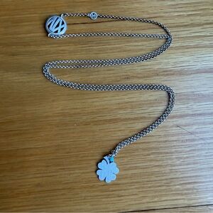 Silver four leaf Clover Pendant Necklace Lucky charm